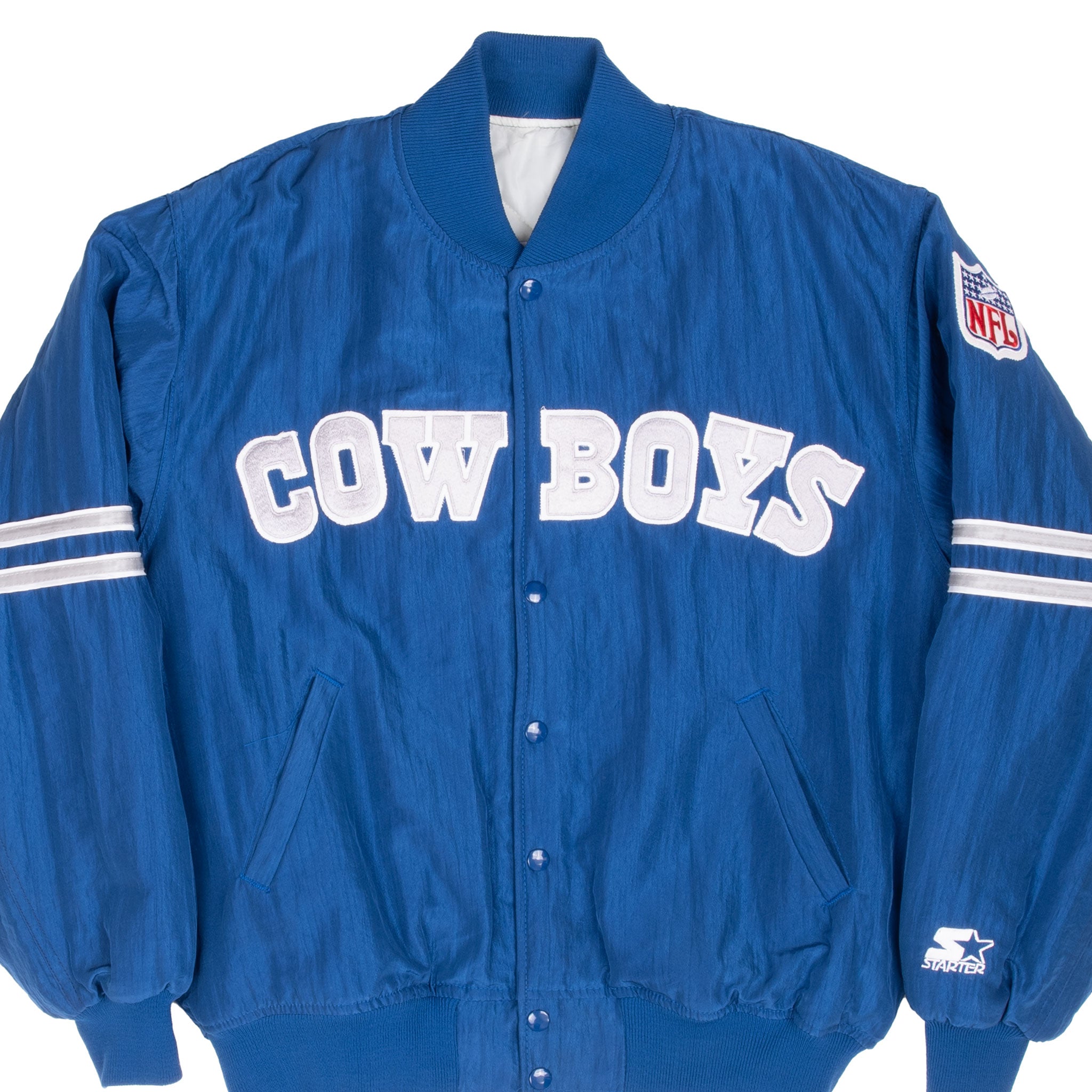 VINTAGE NFL STARTER DALLAS COWBOYS STARTER BOMBER JACKET 1990S LARGE MADE IN USA