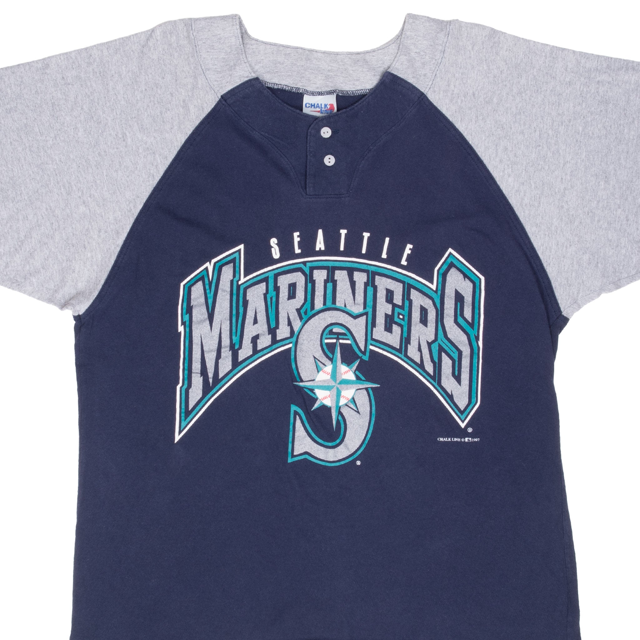 Vintage Mlb Seattle Mariners 1997 Henley Tee Shirt Size XL