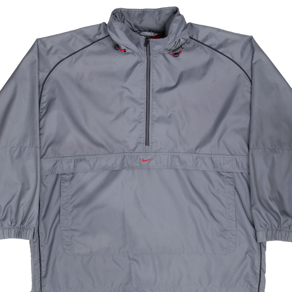 Vintage Nike Center Swoosh Grey Pullover Windbreaker Jacket 2000S Size XL