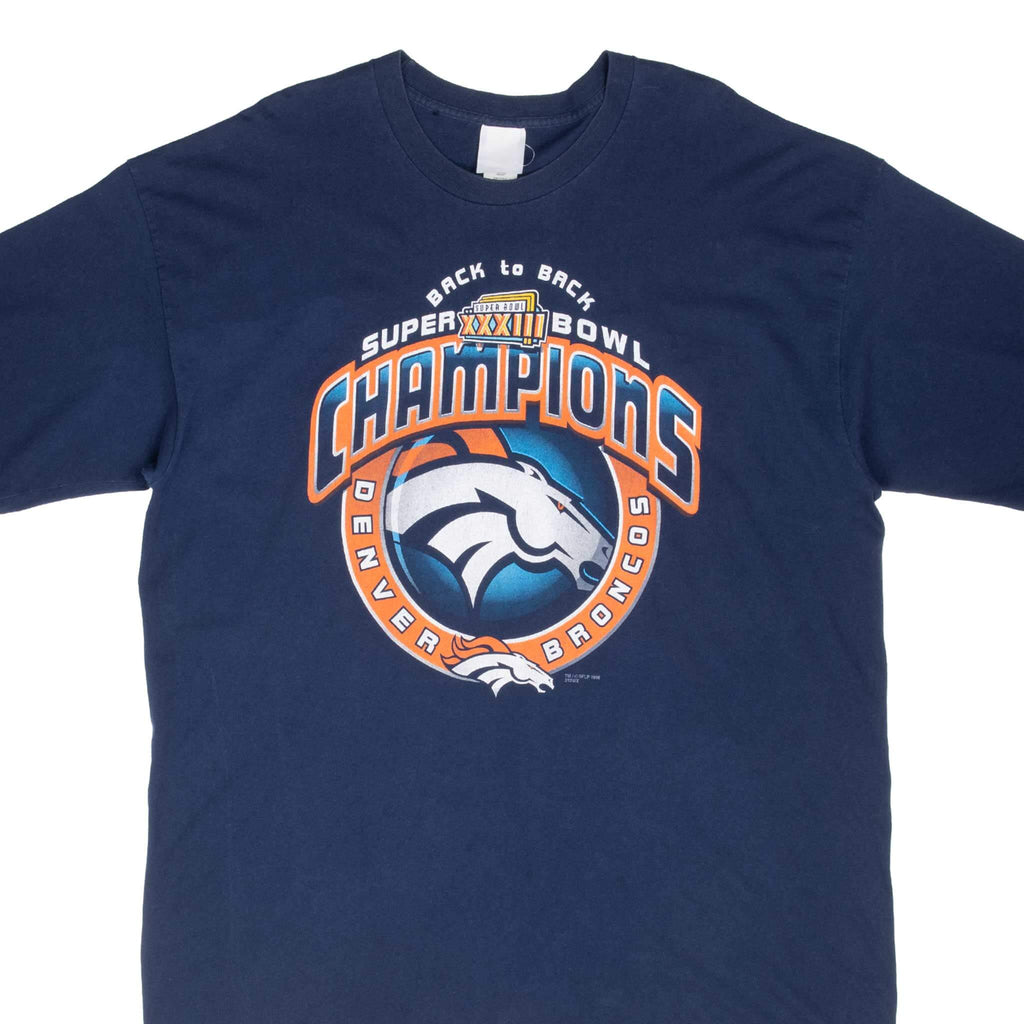 Vintage Nfl Denver Broncos Super Bowl Xxxiii Champions 1998 Tee Shirt Size 2XL Made In USA
