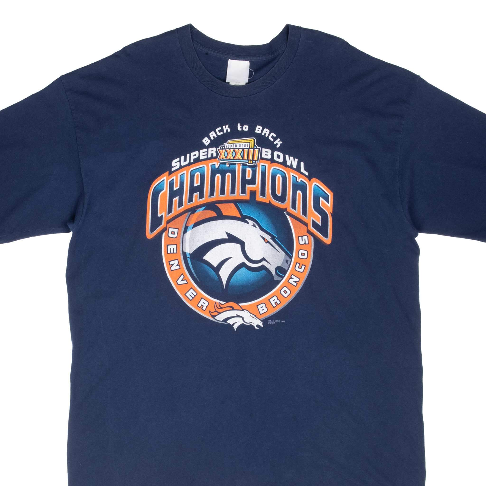 Vintage Nfl Denver Broncos Super Bowl Xxxiii Champions 1998 Tee Shirt Size 2XL Made In USA