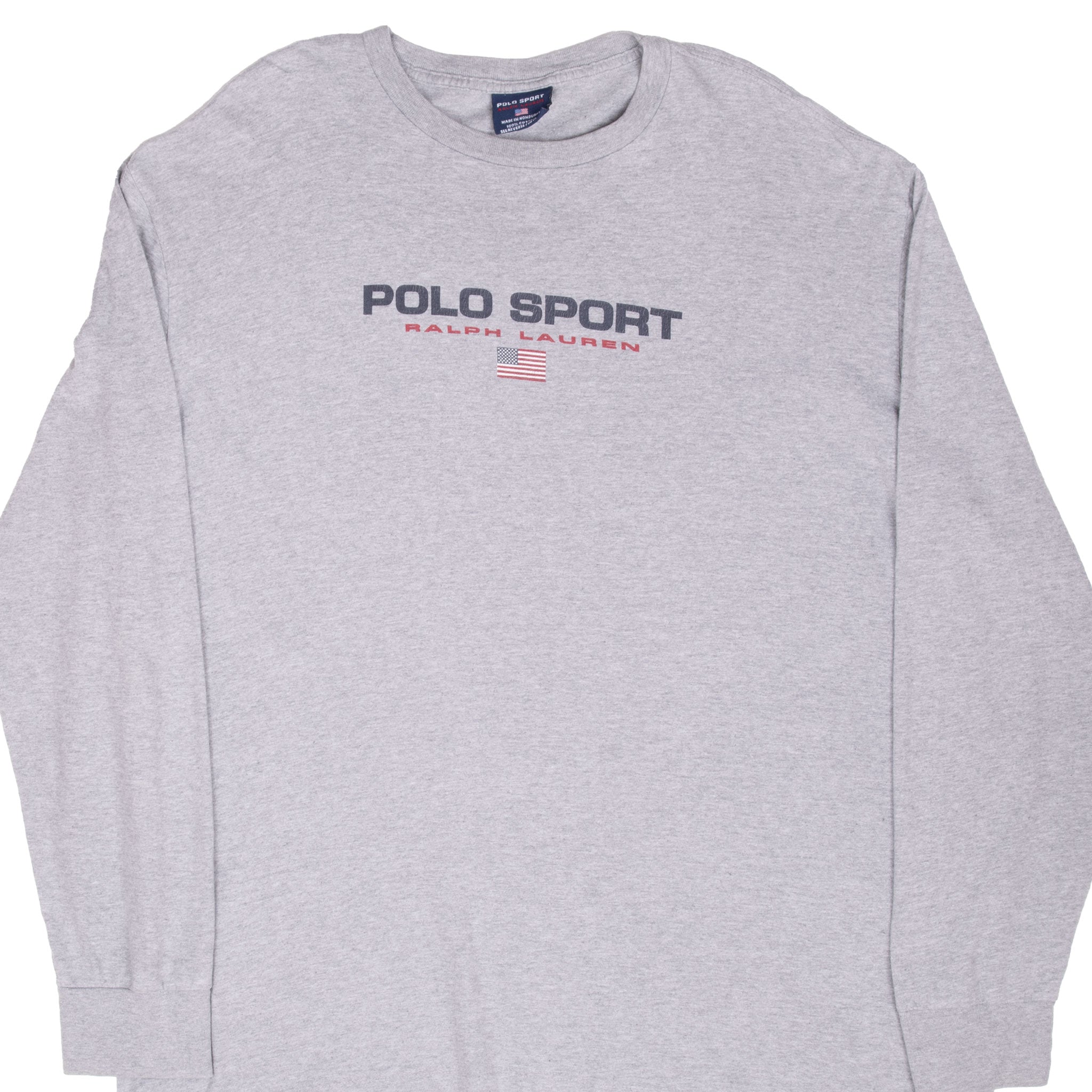 Vintage Ralph Lauren Polo Sport Grey Long Sleeve Tee Shirt 1990S Size XL