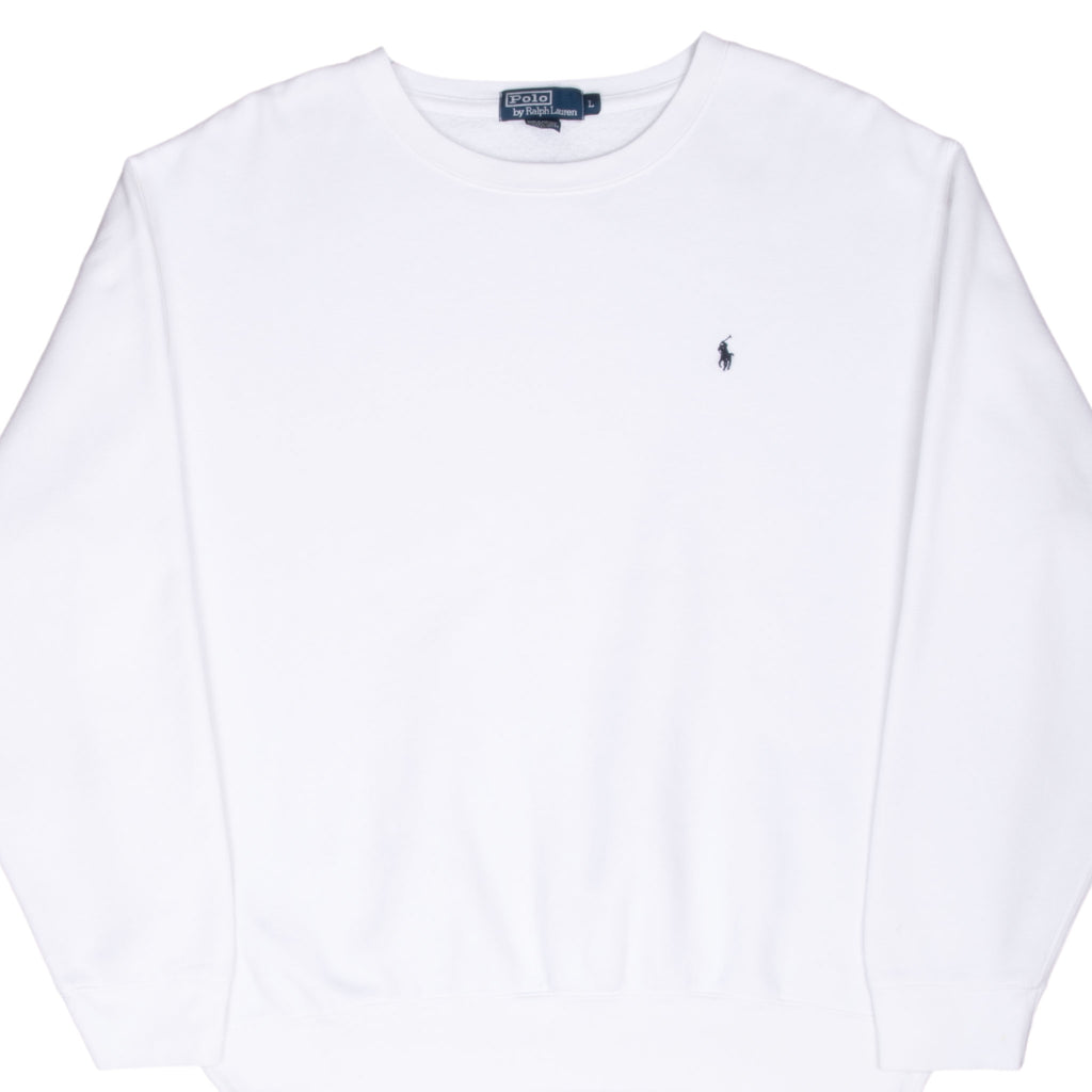 Vintage Polo Ralph Lauren Classic Crewneck White Sweatshirt Size Large 1990S Made In USA