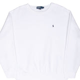 Vintage Polo Ralph Lauren Classic Crewneck White Sweatshirt Size Large 1990S Made In USA