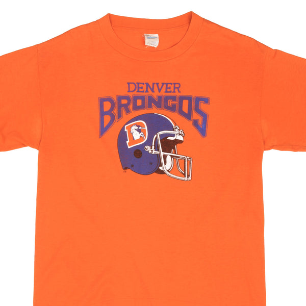 Vintage NFL Denver Broncos Tee Shirt Early 1990S Size Medium Made In USA With Single Stitch Sleeves