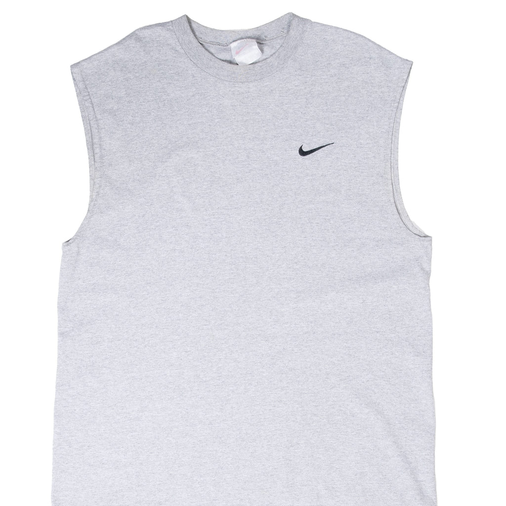 VINTAGE NIKE CLASSIC SWOOSH GREY TANK TOP TEE SHIRT 1990S LARGE MADE IN USA