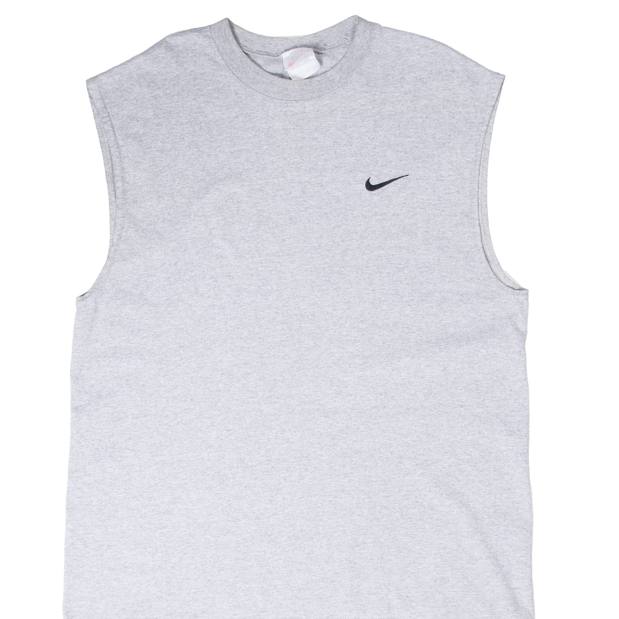 VINTAGE NIKE CLASSIC SWOOSH GREY TANK TOP TEE SHIRT 1990S LARGE MADE IN USA