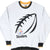Front of gray Pittsburgh Steelers sweatshirt with oversized black football graphic
