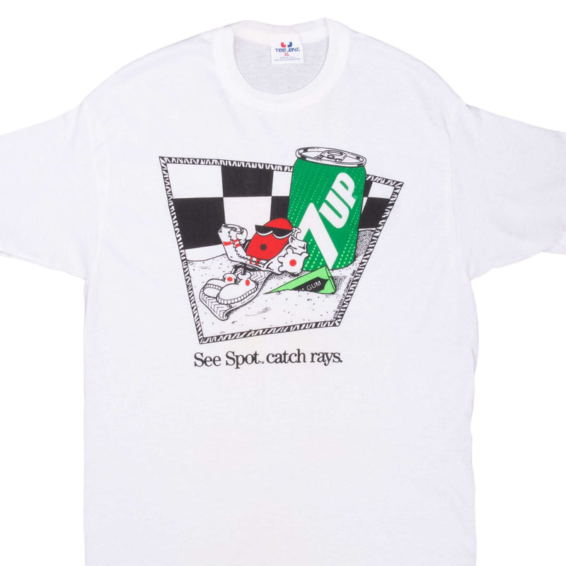 Vintage 7Up 1988 White Tee Shirt Medium Made In Usa With Single Stitch Sleeves