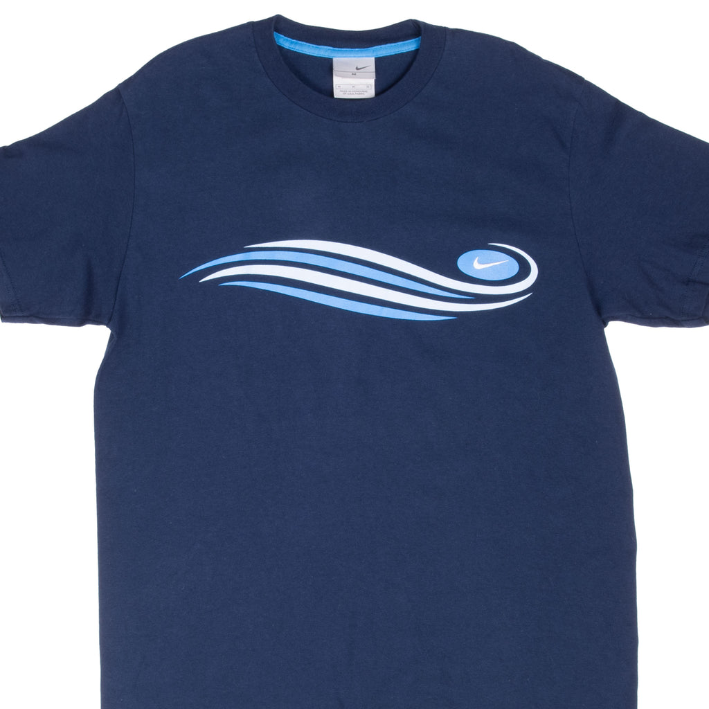 VINTAGE NIKE CLASSIC SWOOSH NAVY BLUE TEE SHIRT 2000S MEDIUM