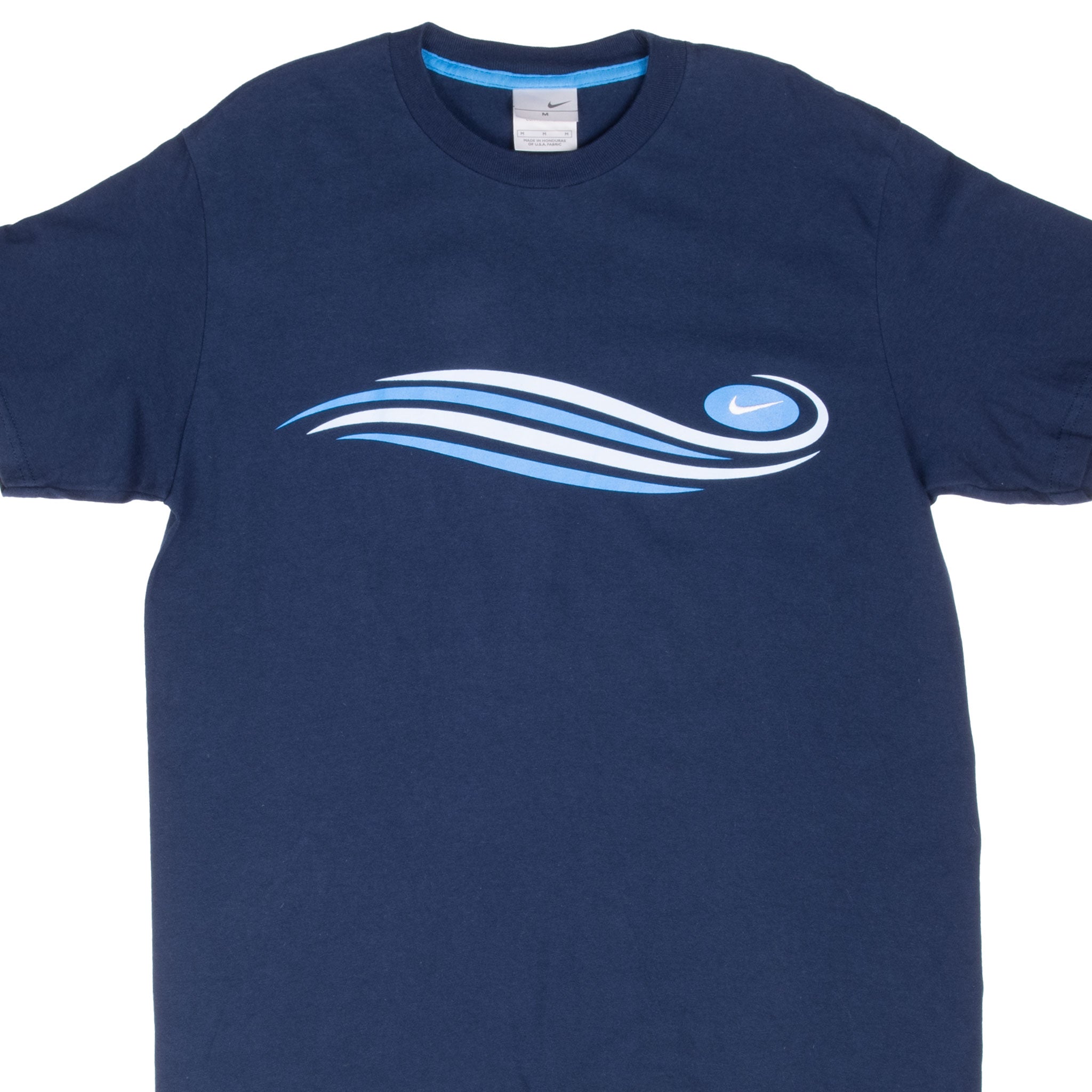 VINTAGE NIKE CLASSIC SWOOSH NAVY BLUE TEE SHIRT 2000S MEDIUM