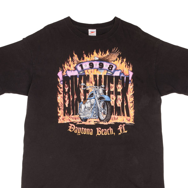Vintage Daytona Beach Florida Bike Week 1998 Tee Shirt Size XL Made In Usa With Single Stitch Sleeves