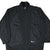Front of black Nike full-zip windbreaker jacket with white Swoosh embroidery