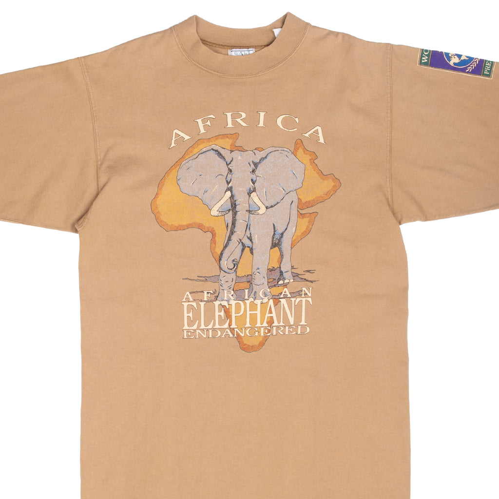 Vintage Animal Print African Elephant 1990S Tee Shirt Size Medium Made In Usa
