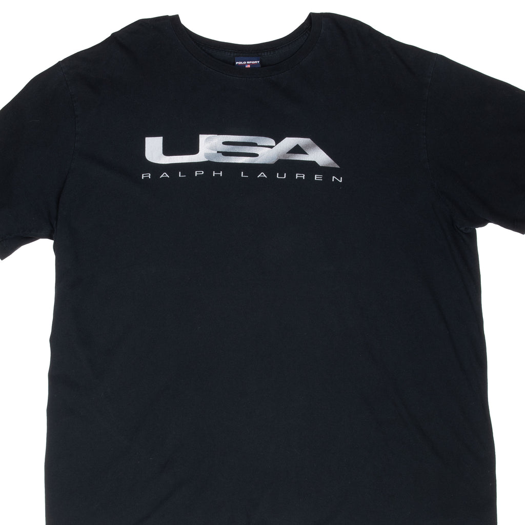 VINTAGE POLO RALPH LAUREN USA NAVY BLUE TEE SHIRT 1990S 2XL