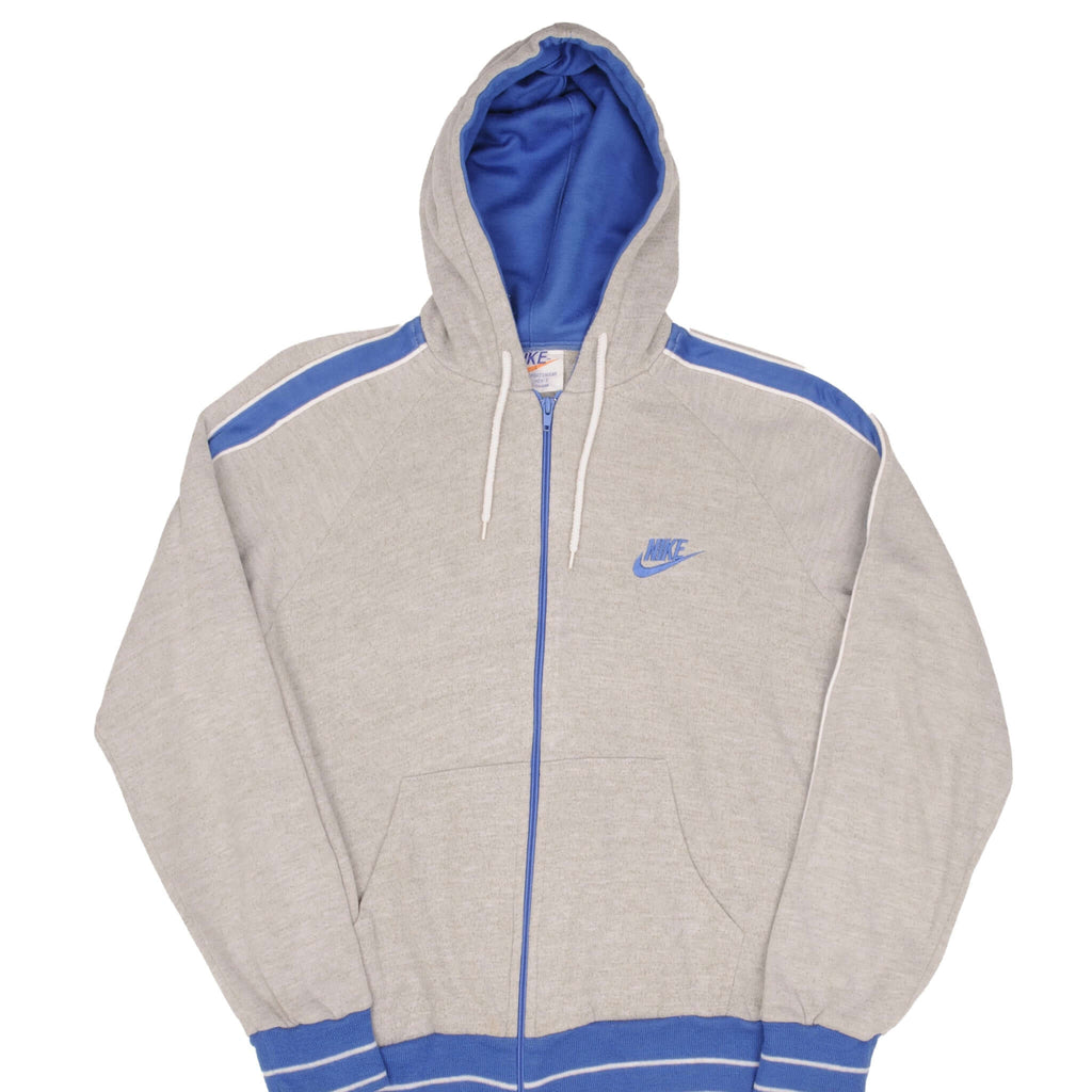 VINTAGE NIKE CLASSIC SWOOSH GREY FULL ZIP HOODIE SWEATSHIRT 1970S 