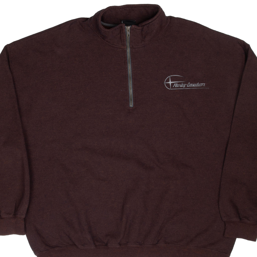 Vintage Harley Davidson Urbana Illinois Brown Quarter Zip Sweater 2000S Size 2XL