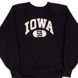 Vintage Black Reverse Weave Champion Iowa University 59 Sweatshirt 1990S Size XL Made In USA