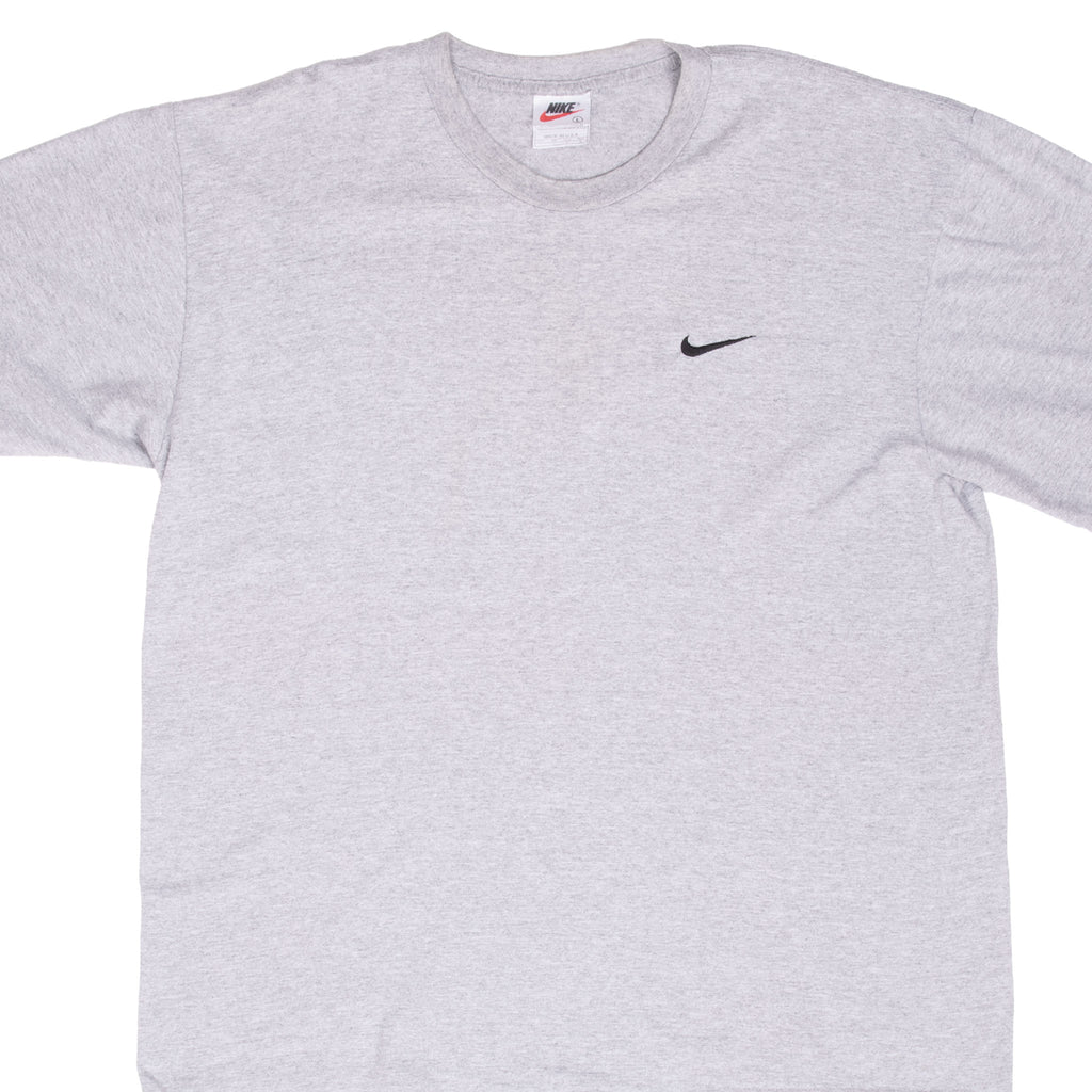 Vintage Nike Classic Swoosh Grey Tee Shirt 1990S Size Large Made In Usa