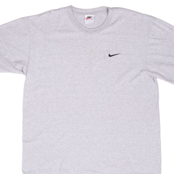 Vintage Nike Classic Swoosh Grey Tee Shirt 1990S Size Large Made In Usa