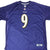 Front close-up of purple Baltimore Ravens Tucker number 9 NFL jersey
