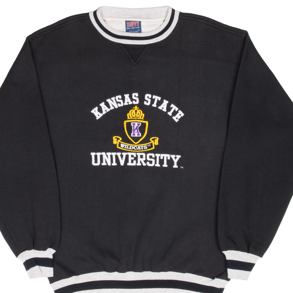 Vintage Ncaa Kansas State Wildcats Black Sweatshirt 1990S Size Large