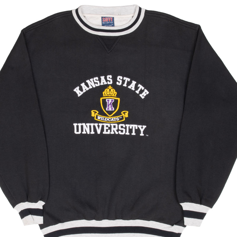 Vintage Ncaa Kansas State Wildcats Black Sweatshirt 1990S Size Large