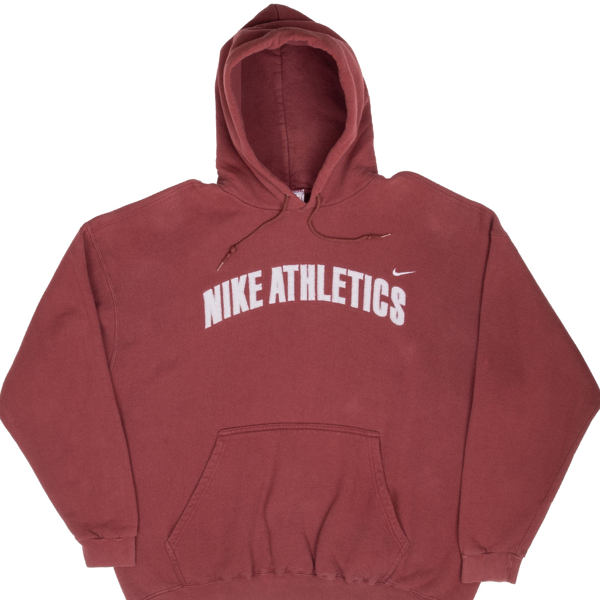 Vintage Nike Athletics Burgundy Hoodie Sweatshirt 1990S Size XL Made In Usa
