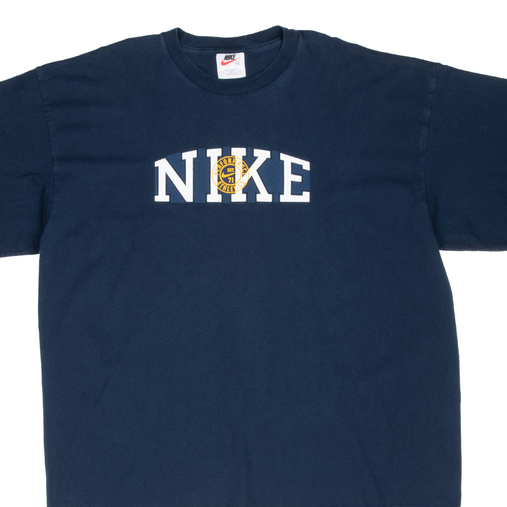 Vintage Nike Performance Athletic Spellout Blue Tee Shirt 1990S Size 2XL