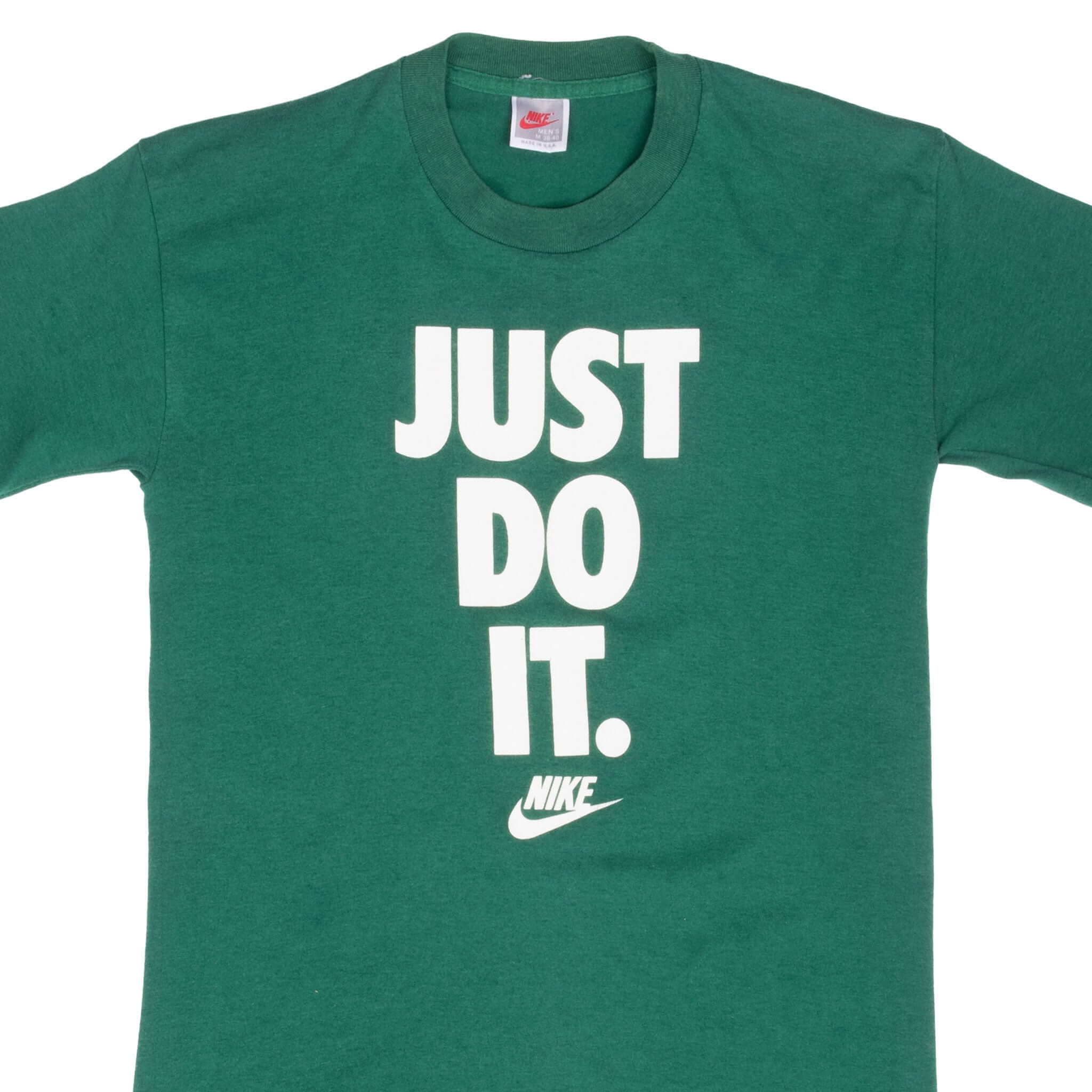 Vintage Nike Just Do It Green Tee Shirt Late 1980S Size Small Made In Usa With Single Stitch Sleeves