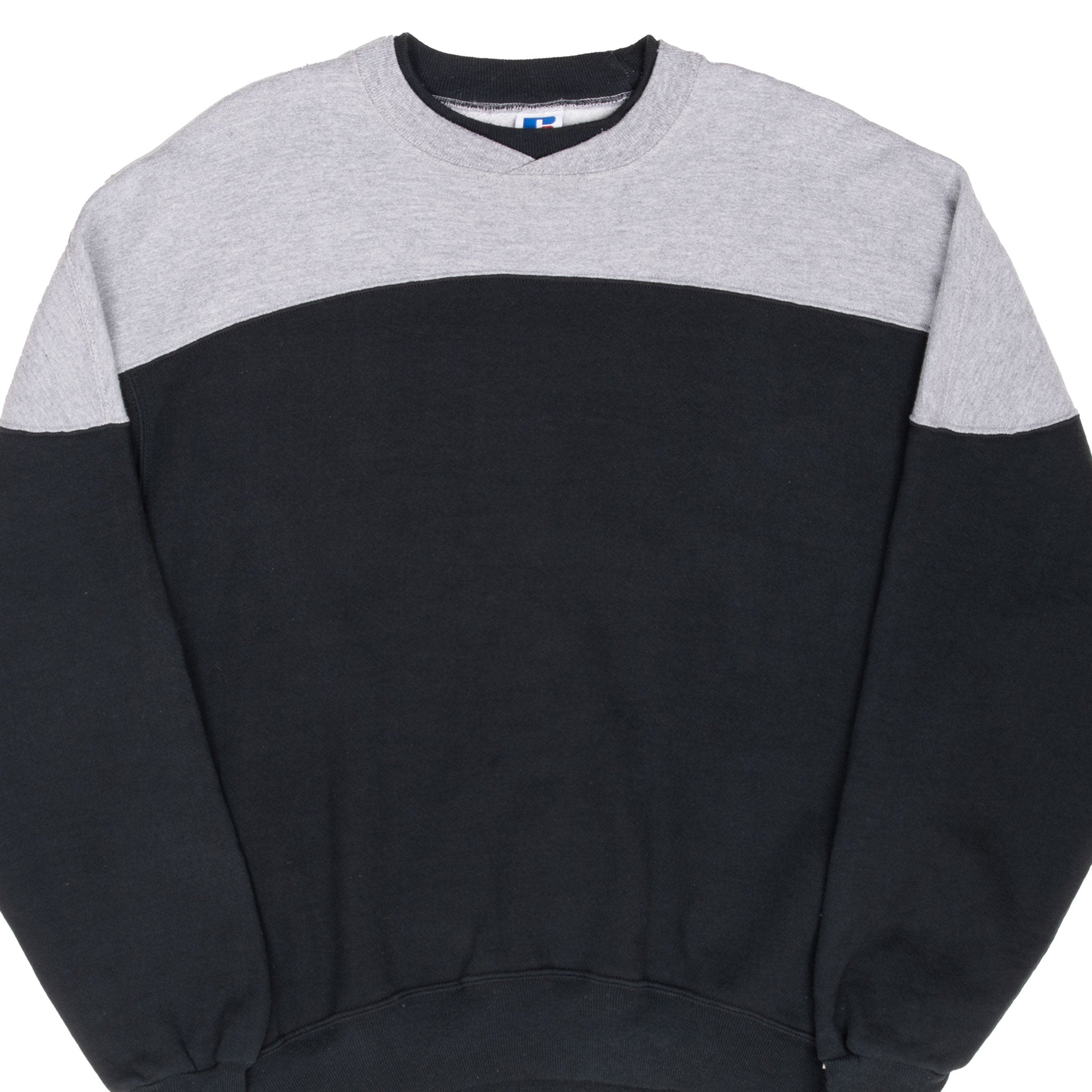 Vintage Russell Athletic Blank Black Grey Sweatshirt 1990S Size XL Made In Usa