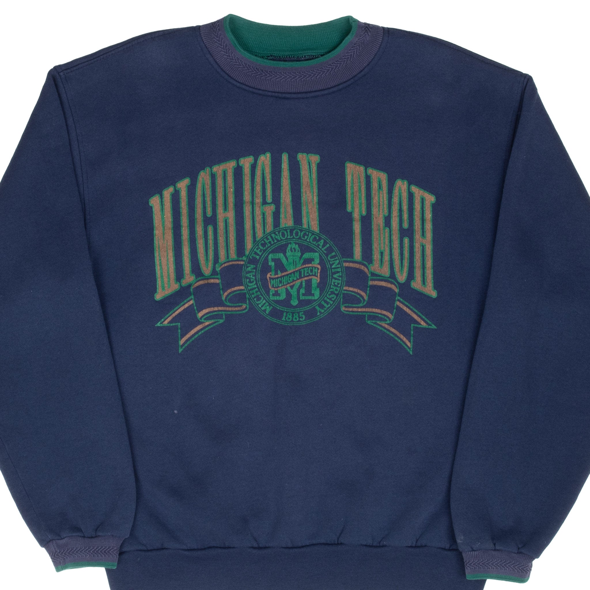 Vintage Ncaa Michigan Tech 1990S Blue Sweatshirt Size Large Made In Usa