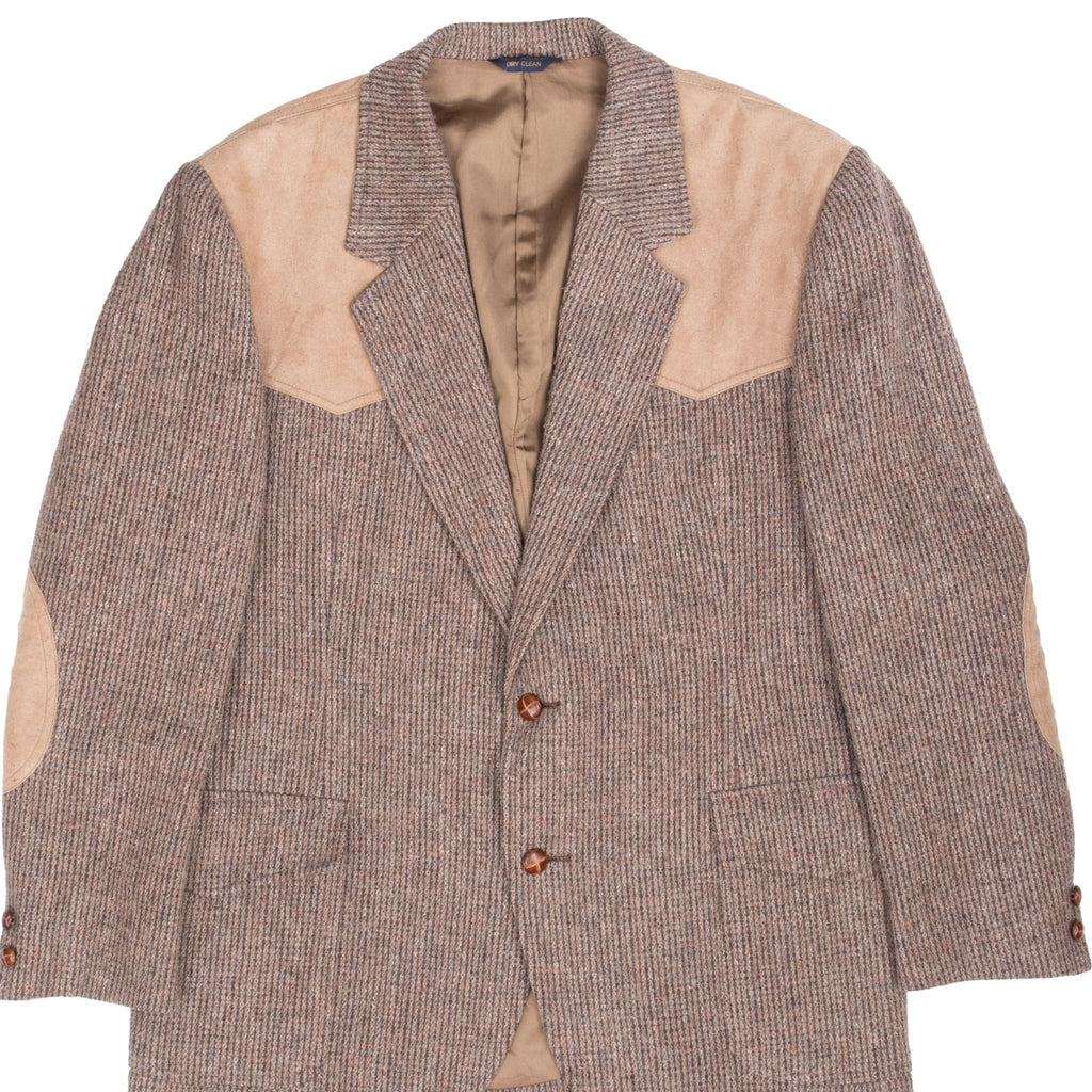 Vintage Pendleton Brown Wool Suede Blazer Jacket 1980S Size 46 Made In Usa