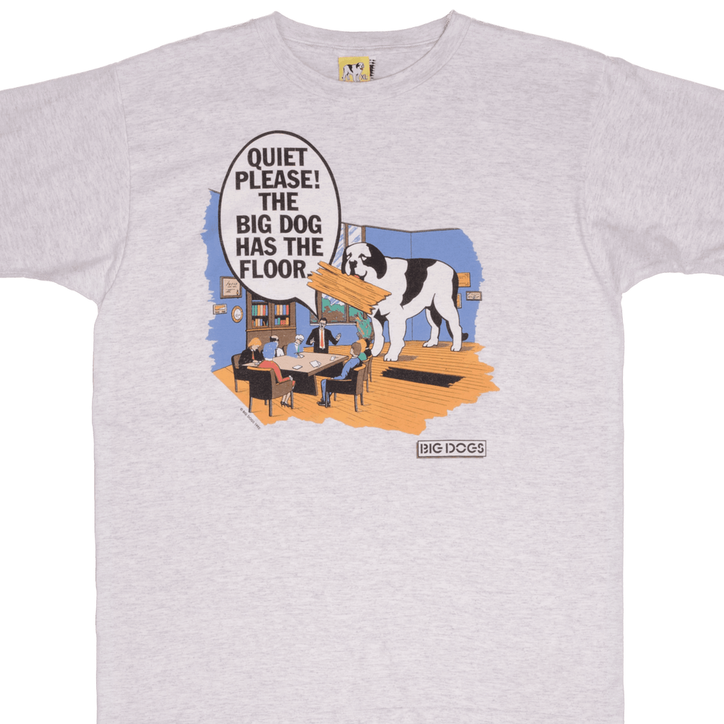 Vintage Quiet Please! The Big Dog Has The Floor Tee Shirt 1992 Size XL  With Single Stitch Sleeves