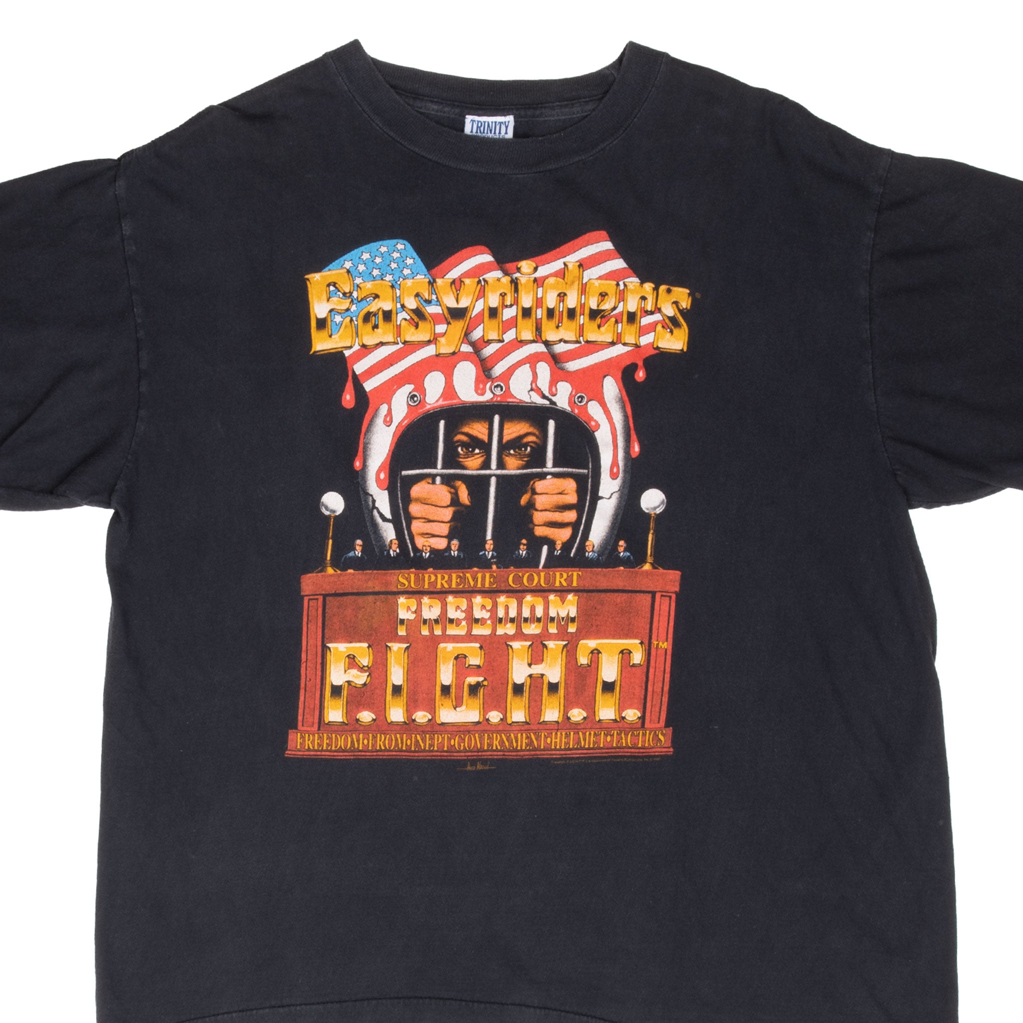 Vintage Easy Riders Freedom Fight 1991 Biker Tee Shirt Size Xl Made In Usa With Single Stitch Sleeves