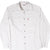 Front of white Levi's denim shirt with long sleeves, snap buttons, two chest pockets, and red tab