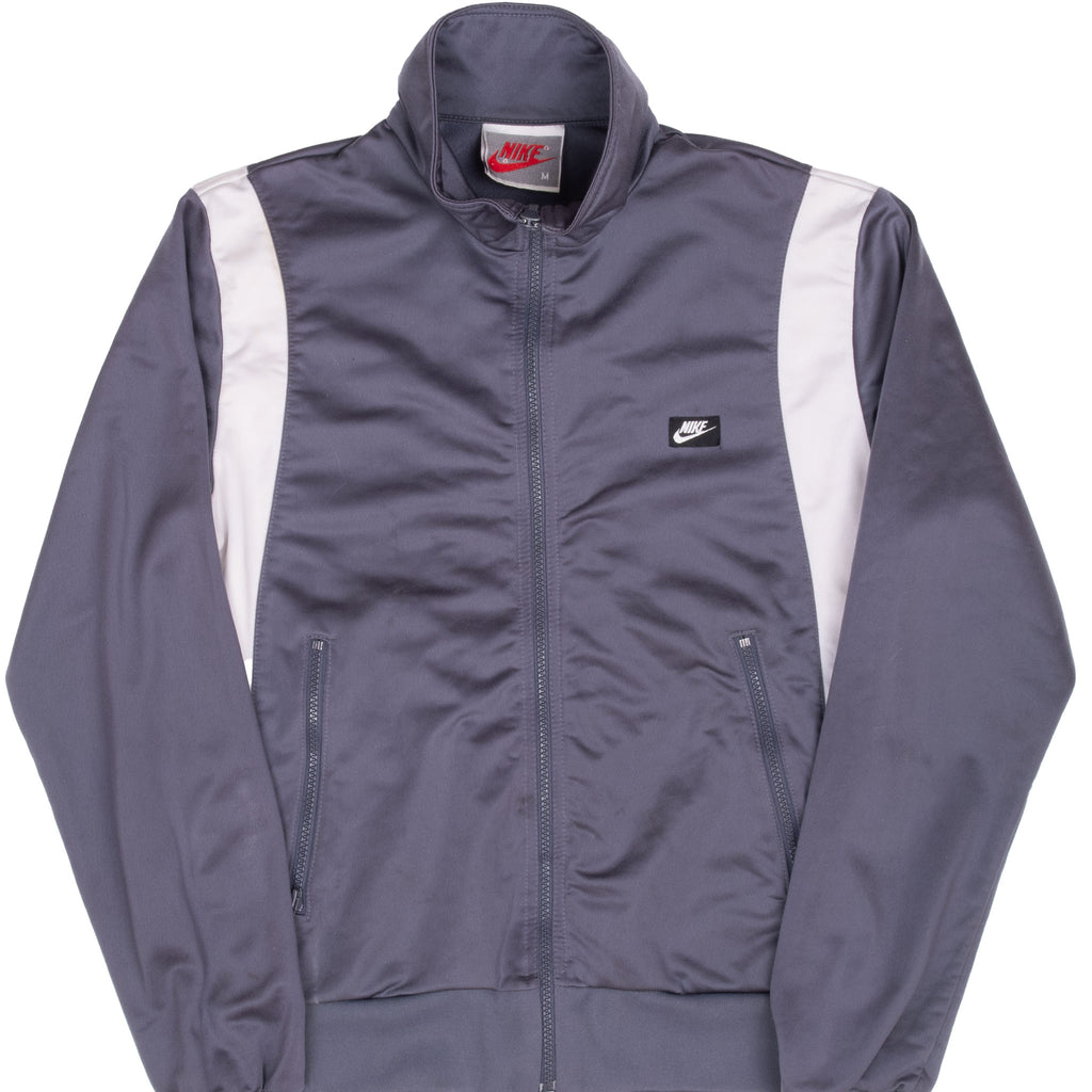 Vintage Nike Grey &  White Track Jacket 1980S Size Medium