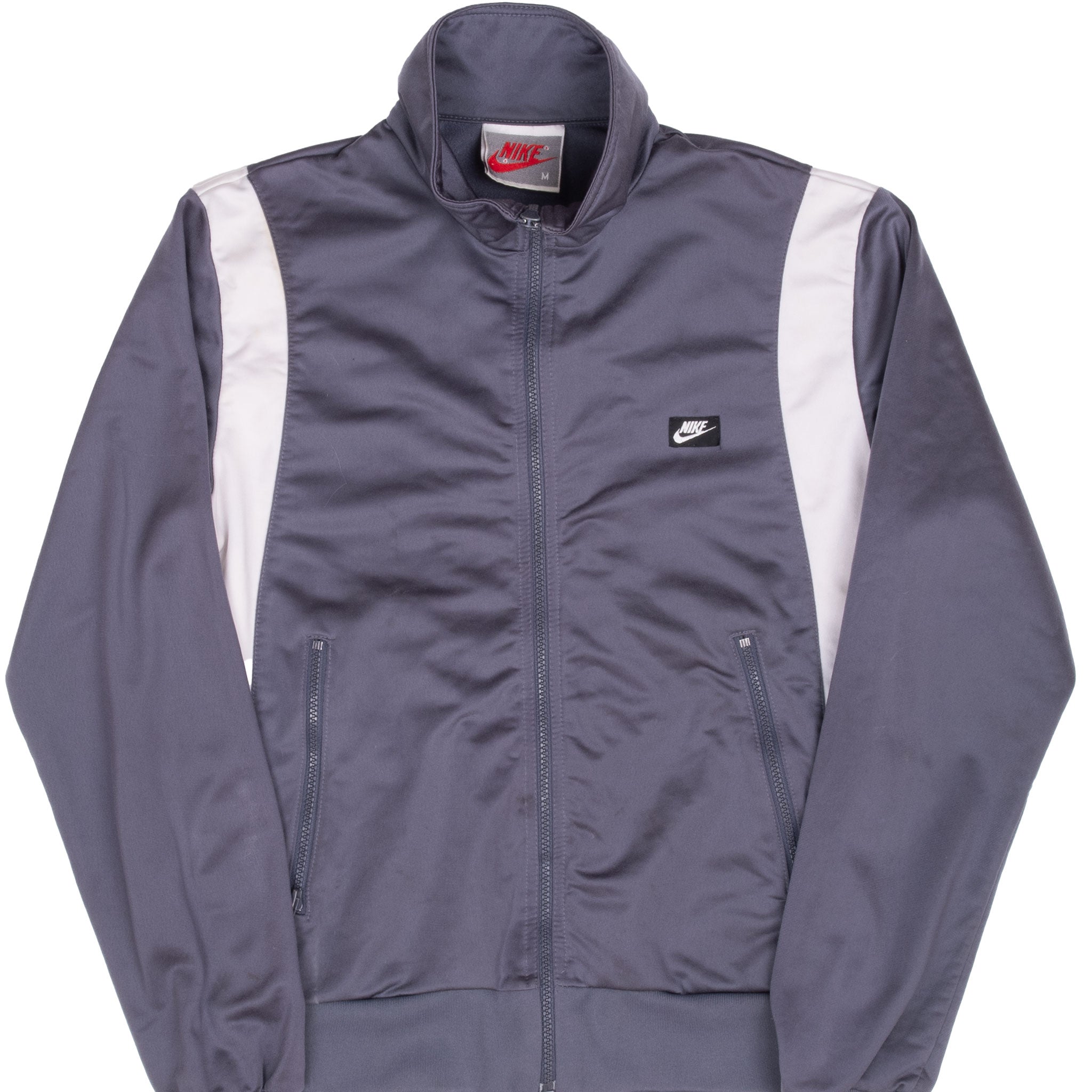 Vintage Nike Grey &  White Track Jacket 1980S Size Medium