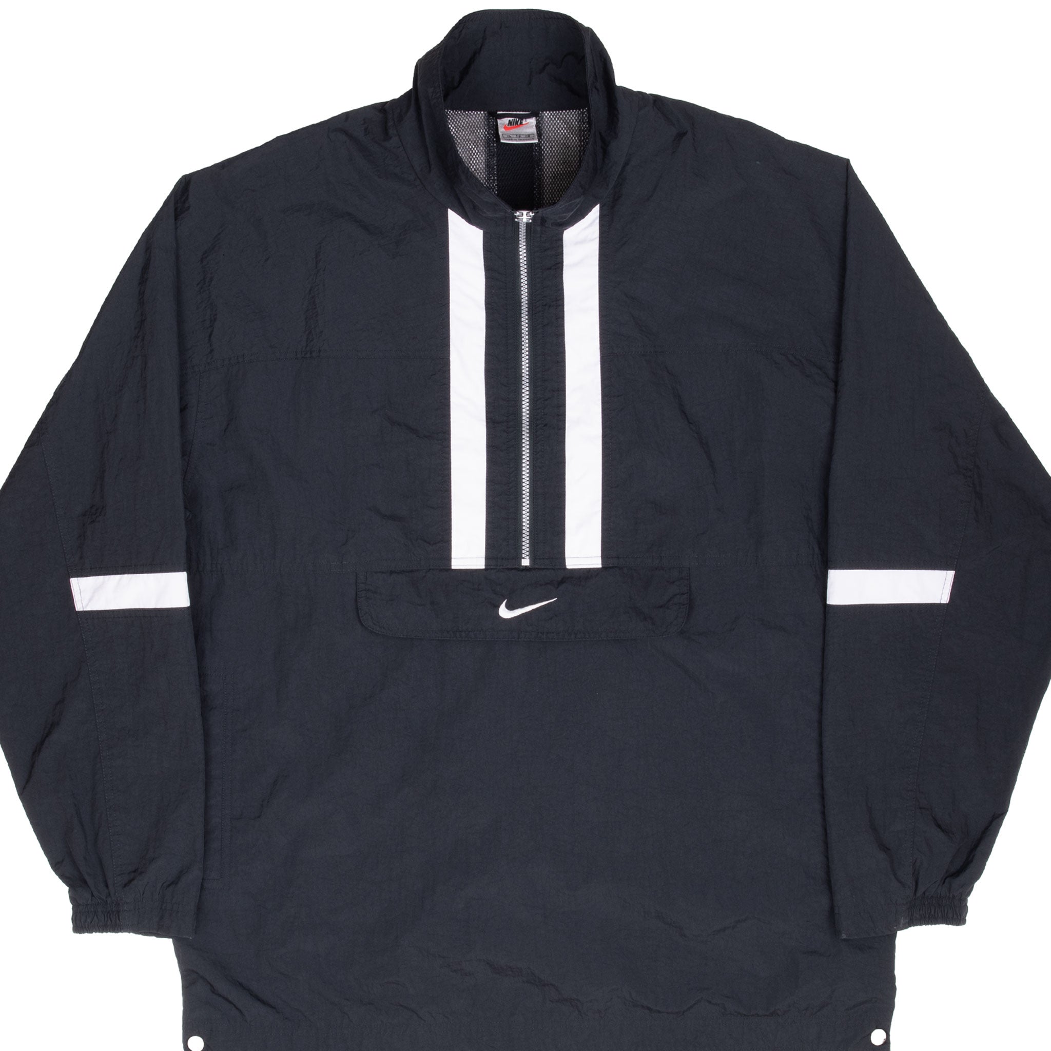 Vintage Nike Center Swoosh Black Pullover Windbreaker Jacket 1990S Size XL