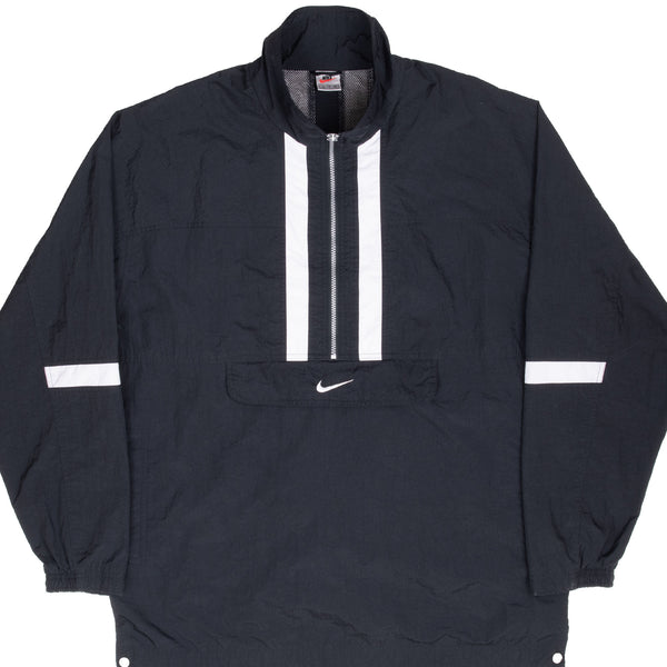 Vintage Nike Center Swoosh Black Pullover Windbreaker Jacket 1990S Size XL