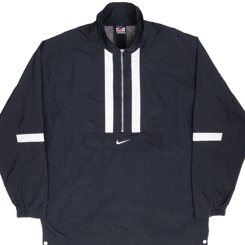 Vintage Nike Center Swoosh Black Pullover Windbreaker Jacket 1990S Size XL