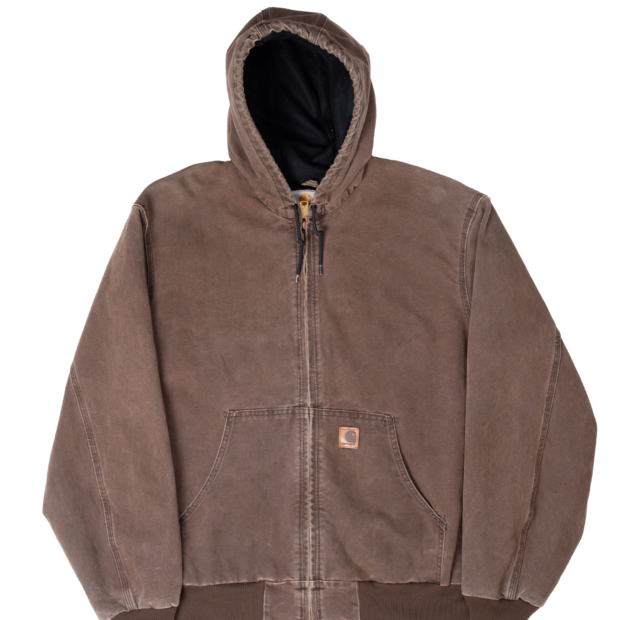VINTAGE CARHARTT DARK BROWN ACTIVE HOODED JACKET J25CHT 2000S SIZE XL
