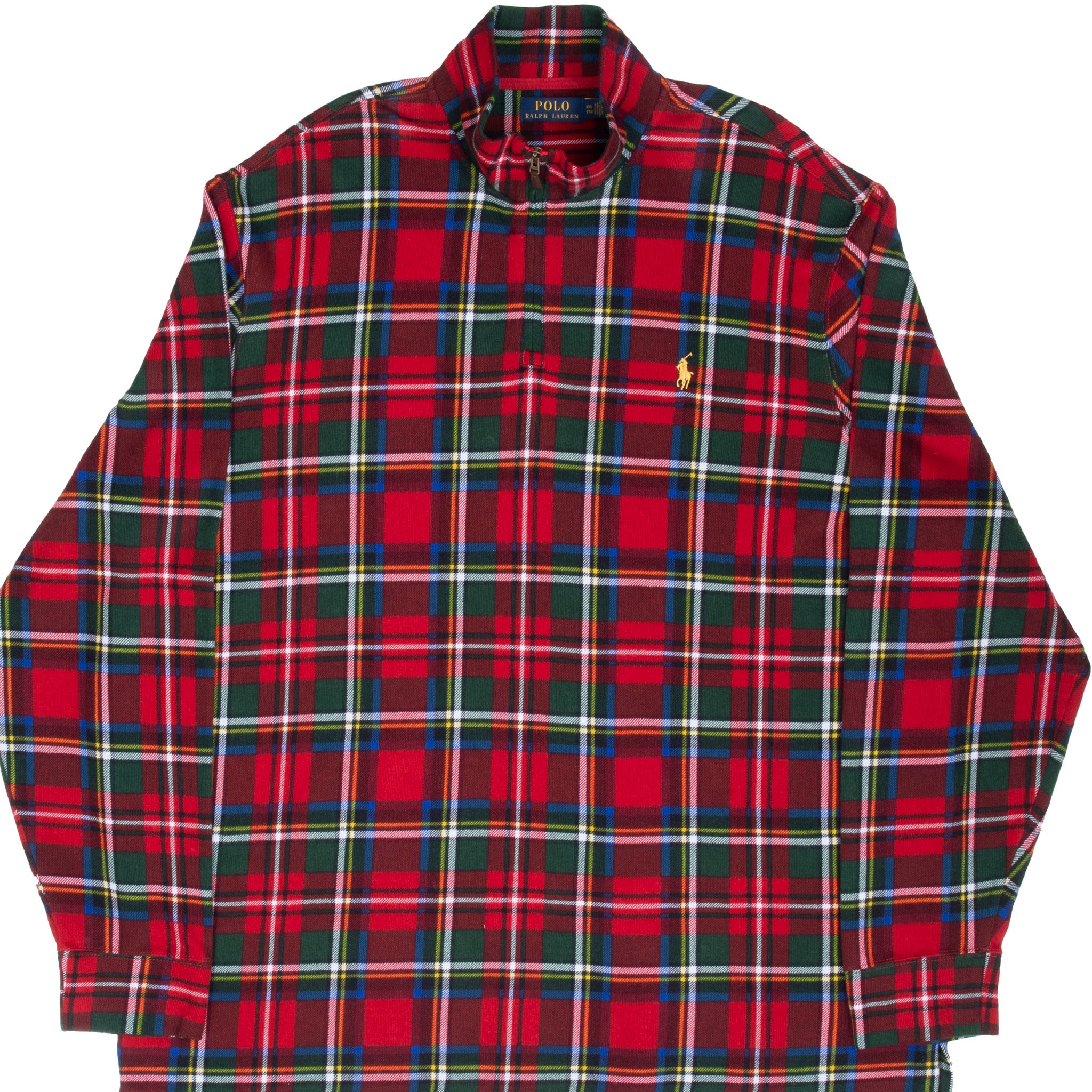 Vintage Polo Ralph Lauren Scottish Plaid Quarter 1/4 Zip Sweater Size 2XL