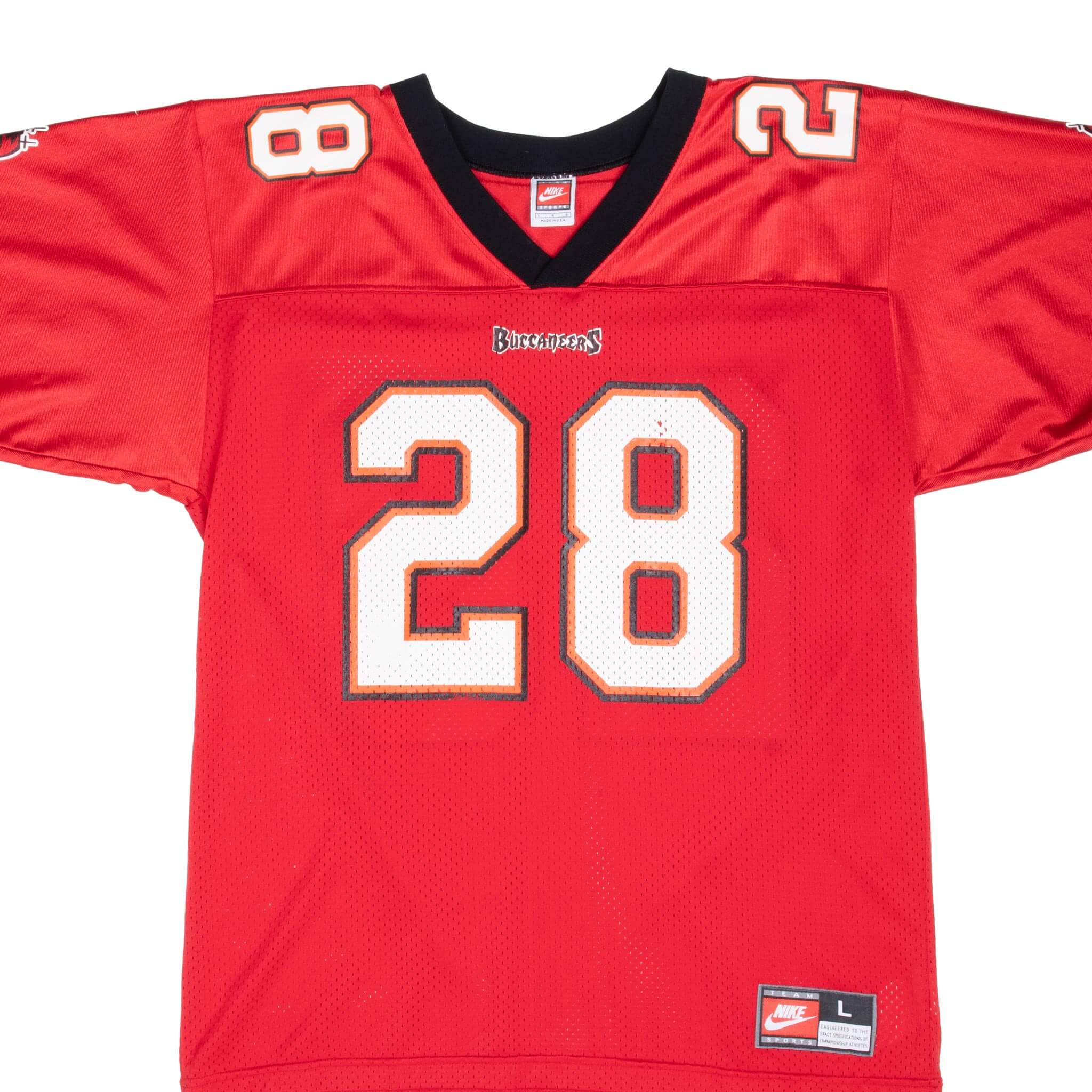 Vintage Nike Nfl Tampa Bay Bucaneers Warrick Dunn #28 Jersey 1990S Size Large Made In Usa