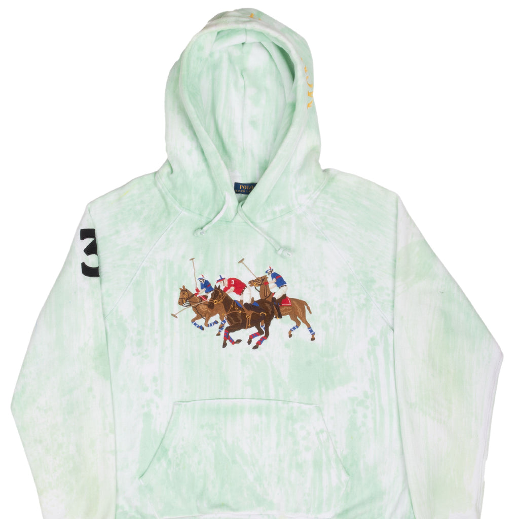 Vintage Ralph Lauren Polo Horses Embroidered Tie Dye Hoodie Sweatshirt Size XL