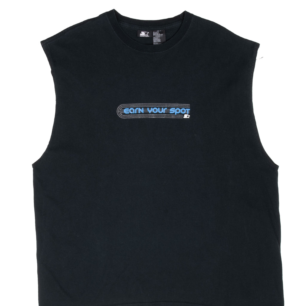 Vintage Starter Athletic Earn Your Sport Blue Tank Top Tee Shirt 1990S Size XL