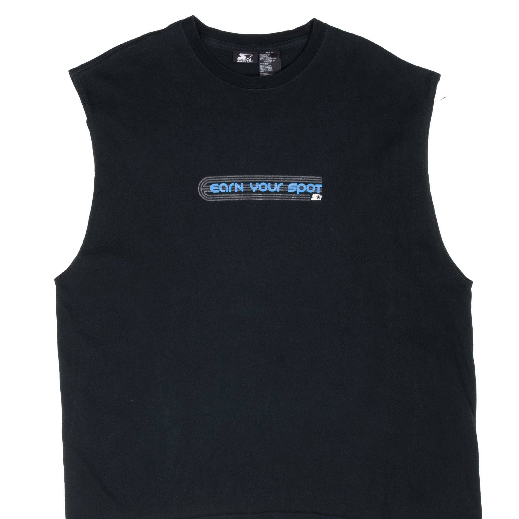 Vintage Starter Athletic Earn Your Sport Blue Tank Top Tee Shirt 1990S Size XL