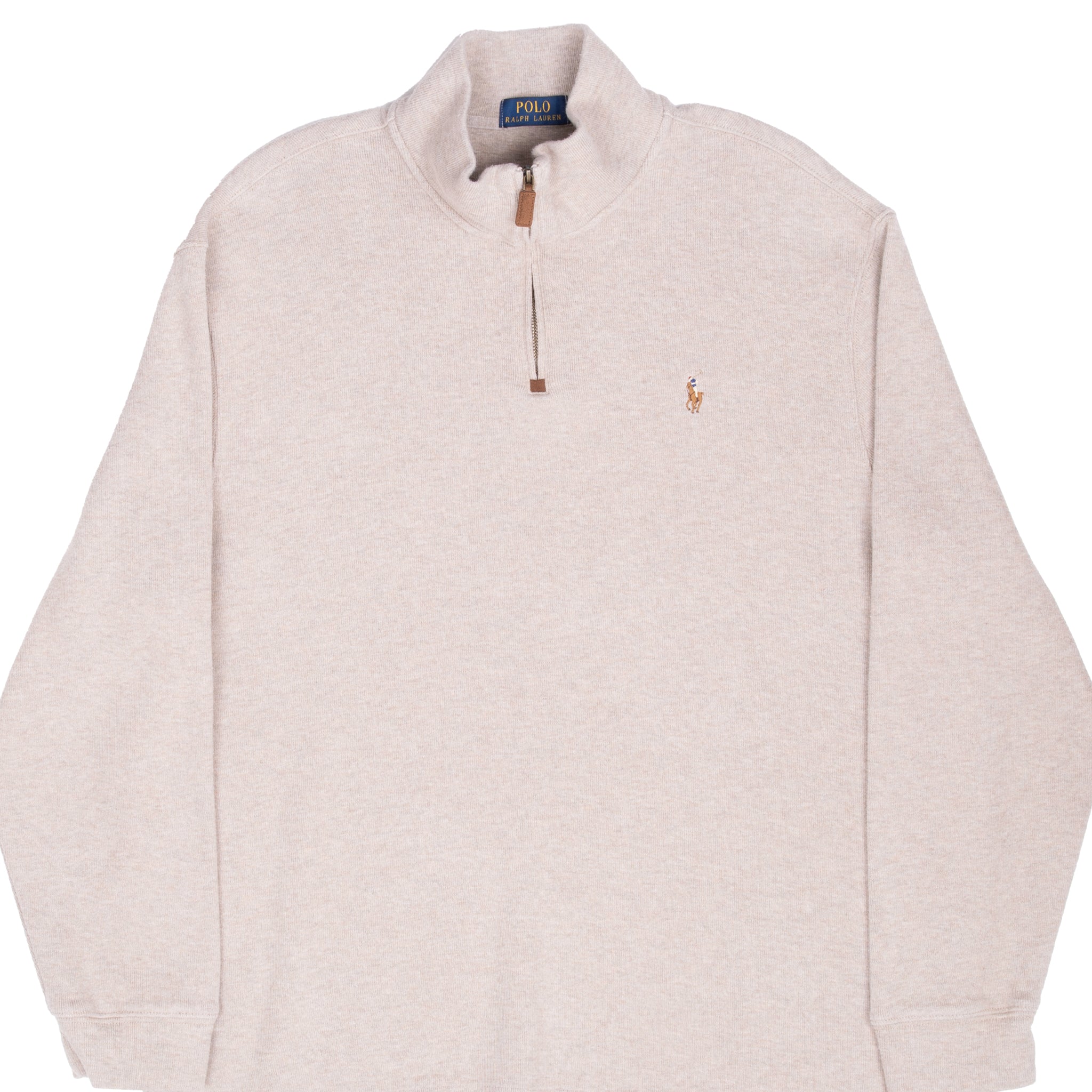 Vintage Polo Ralph Lauren Beige Quarter 1/4 Zip Sweater Size 2XL