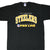Front of black Pittsburgh Steelers Russell Athletic T-shirt with gold and white NFL Pro Line graphic