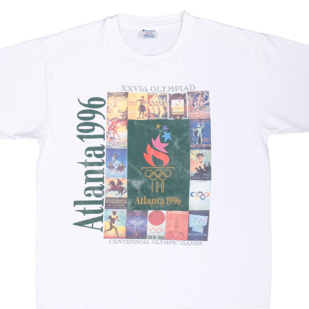 Vintage Champion Atlanta Olympics 1996 Tee Shirt Size Large Made In Usa With Single Stitch Sleeves